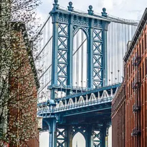 Manhattan Bridge with Empire State Building in the middle