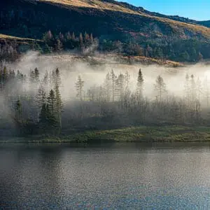 Misty Trees Dove stone Reservoir