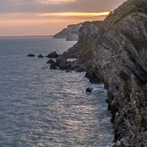 Sunset at the coast Dorset.
