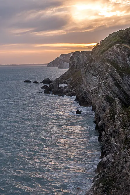 Sunset at the coast Dorset.