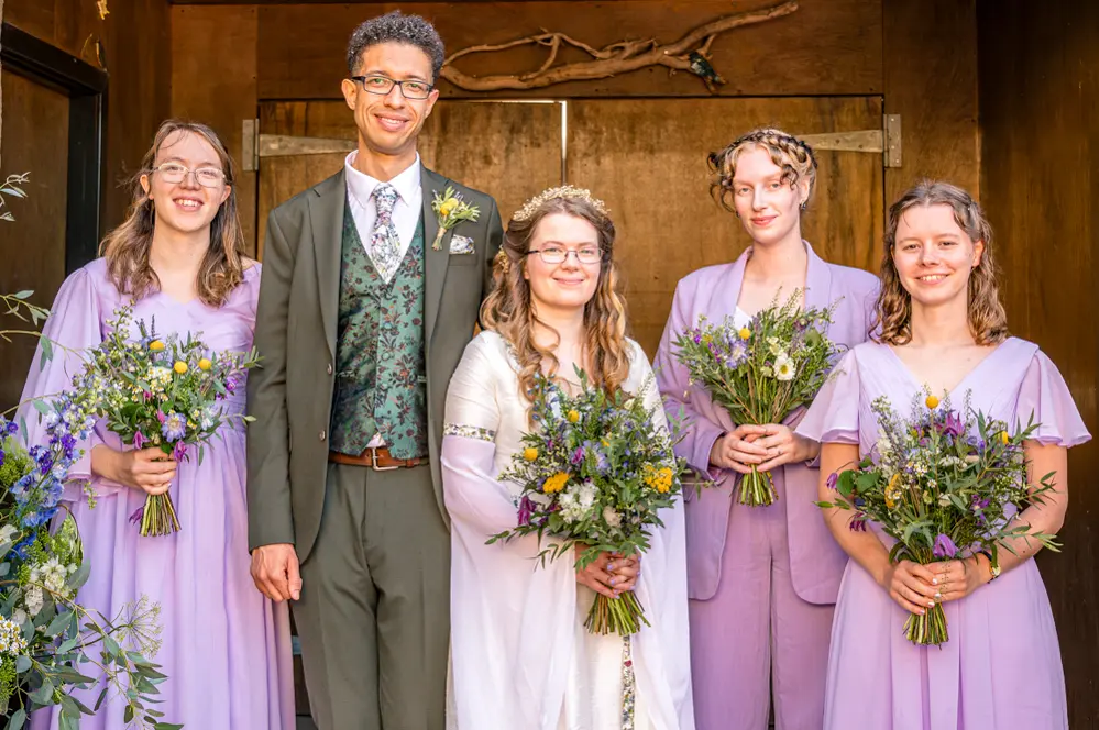 Bride, Groom and 3 bridesmaids