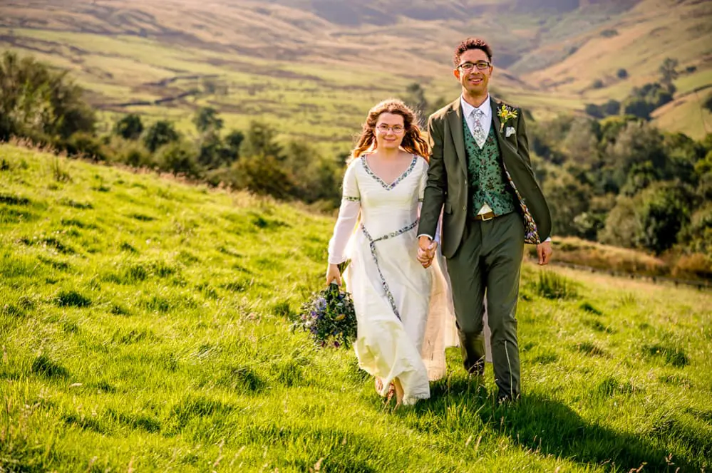 Bride and groom in the rolling hills
