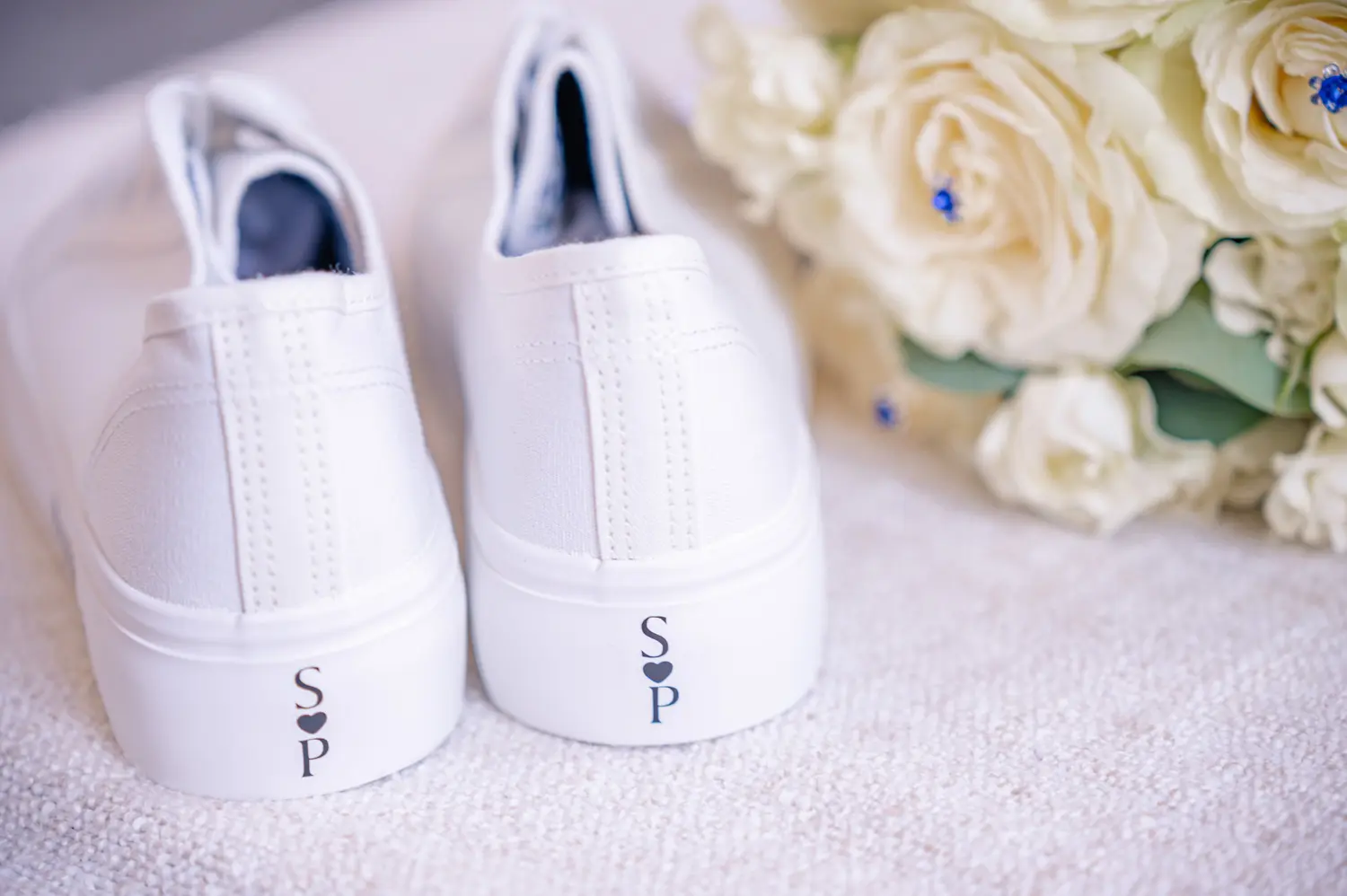 Close-up of the bride's wedding trainers