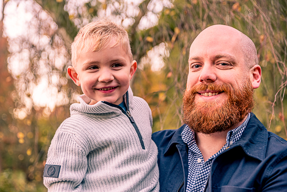Outdoor Family Portrait of father and son