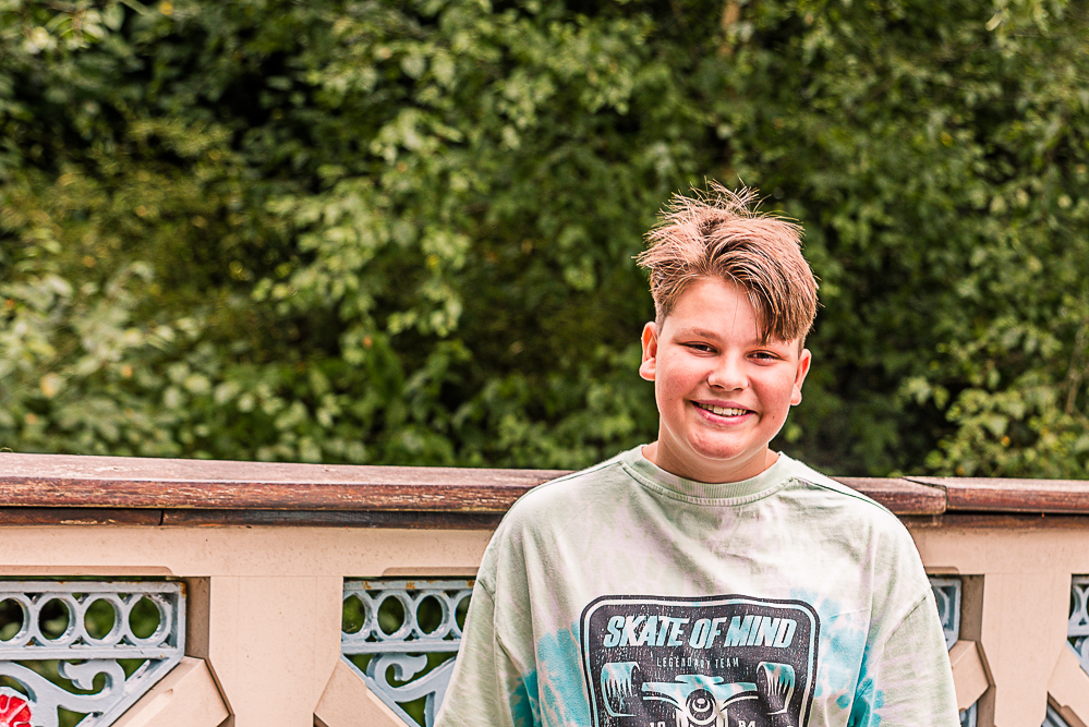 Outdoor Family Portrait of teenage boy