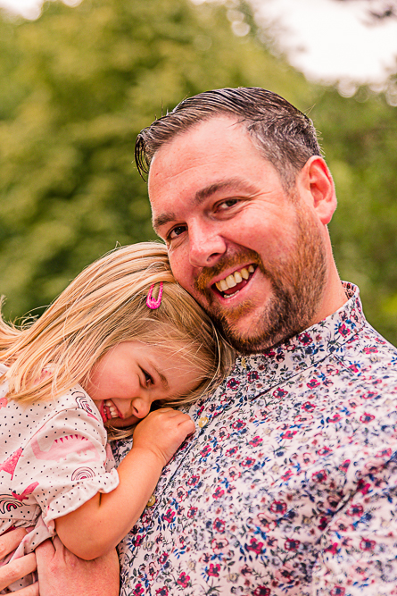 Father and young daughter, outdoor portrait session Oldham