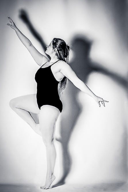 Personal Brand Portrait of ballet dancer with silhouette in black and white