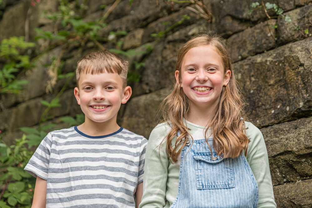 Outdoor Family Portrait of brother and sister