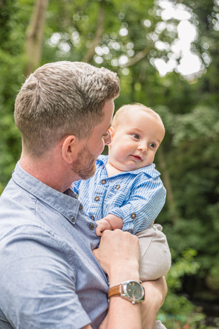 Outdoor Family Portrait of Dad holding baby boy