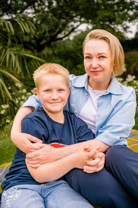 Outdoor Family Portrait of mother and son