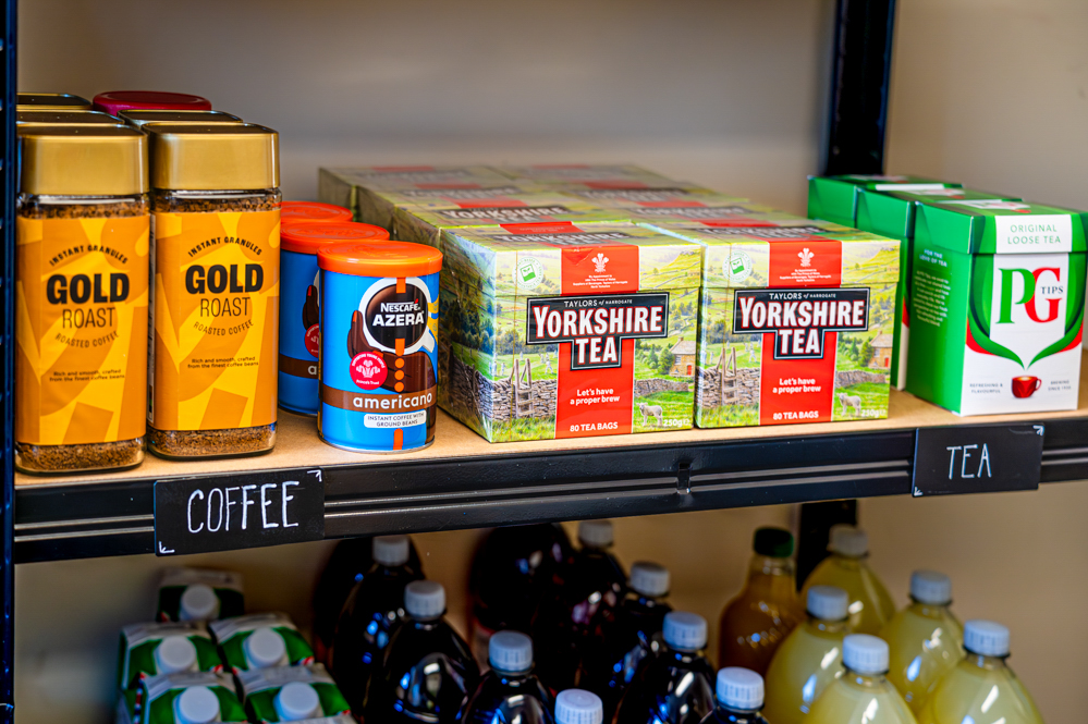 Shelf of drink packages