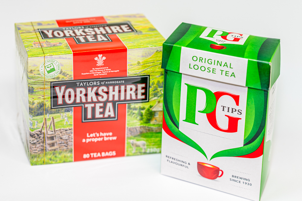 Box of Yorkshire Tea and PG tips