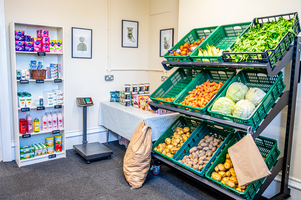 Fruit and veg, other essential items and scales