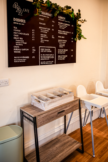 Menu board at 422 cafe