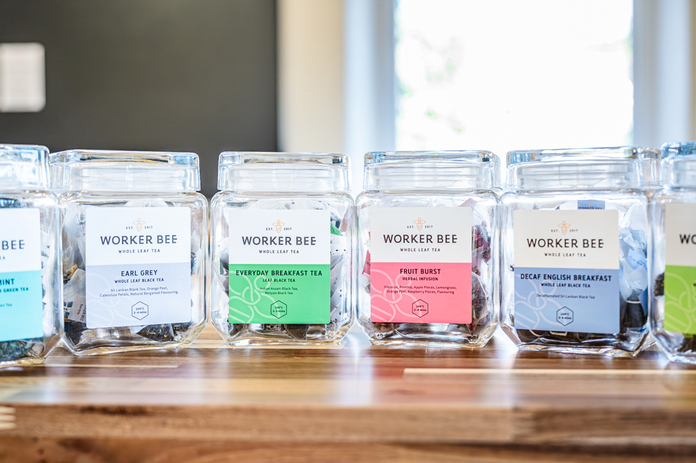 5 different Jars of Worker Bee tea bags.