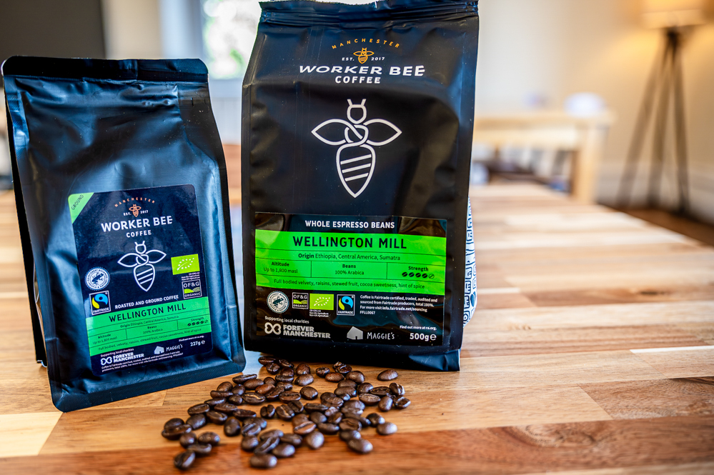 Wellington Mill coffee bags and beans