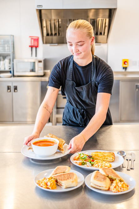 Women serving food