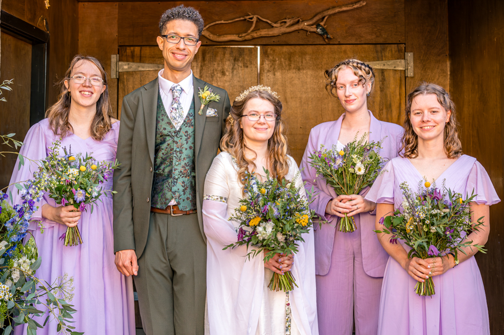 Bride, Groom and 3 bridesmaids