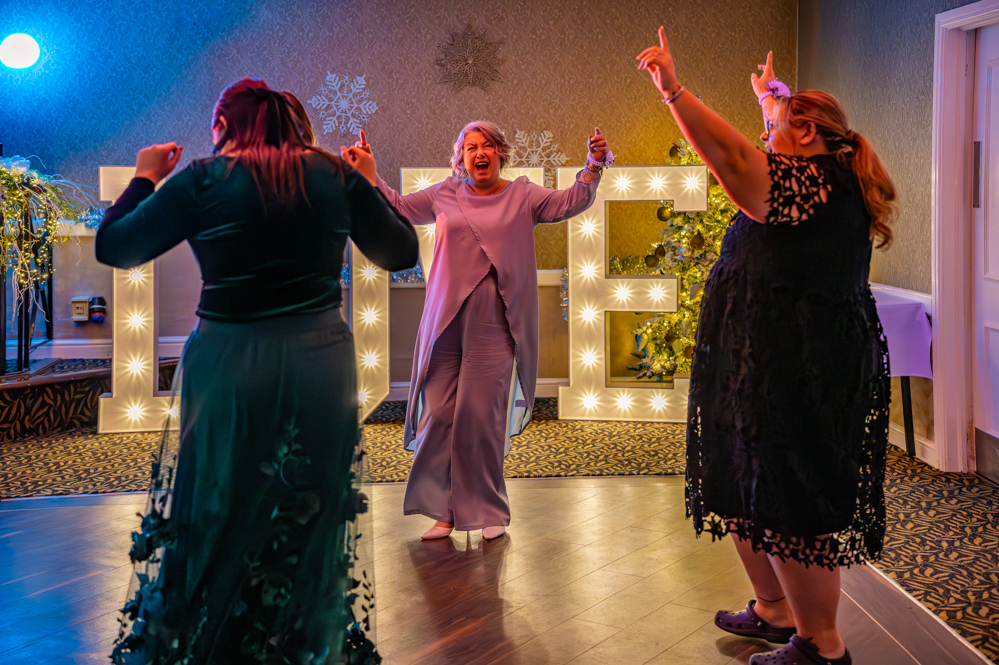 Wedding guests dancing