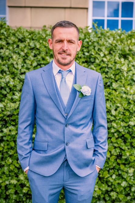 A close-up of the groom taken by Manchester Photographer Wedding Rebekah Morecroft