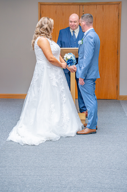 Wedding ceremony taking place at Bury Town Hall during a registry office wedding.