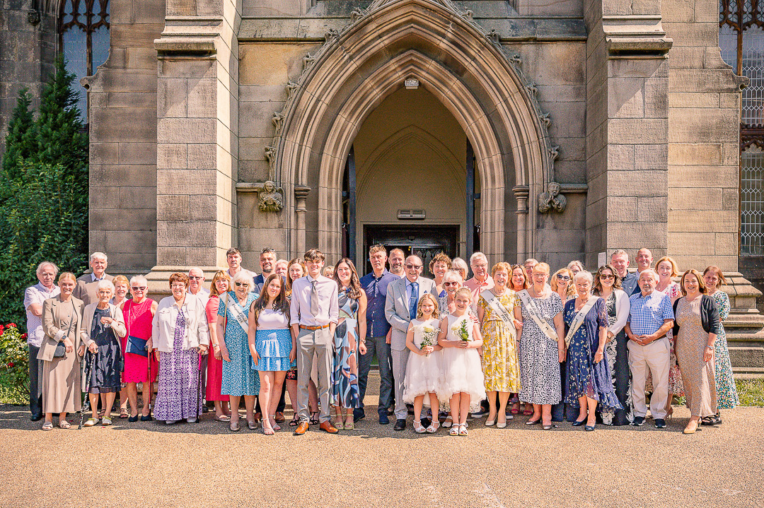 All guests gathered outside St Peter’s Church after the vow renewal