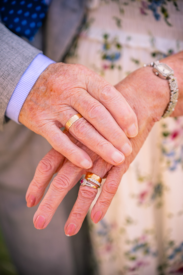 Close-up of wedding rings exchanged during the ceremony