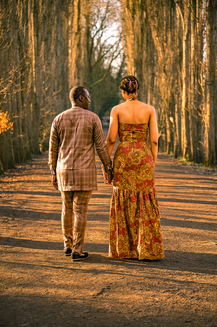 Bea and Abraham engagement portrait at Fletcher Moss Gardens Manchester.