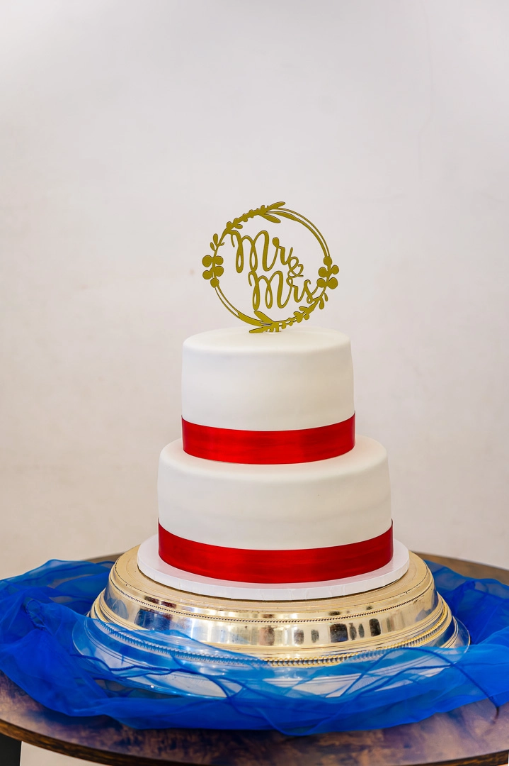 Bea and Abraham’s wedding cake at 422 Community Hub, Ardwick, Manchester