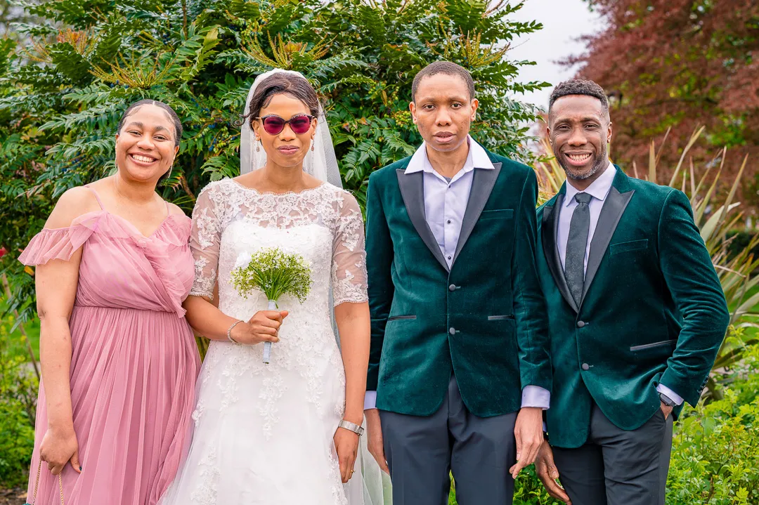 Portrait of Bride and her siblings at Alexandra Park, Manchester, during Bea and Abraham's wedding blessing celebrations